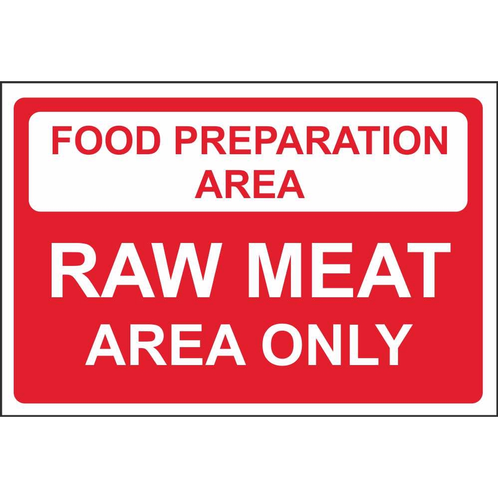 Food Preparation Area Raw Meat Area Colour Coded Food Safety Signs