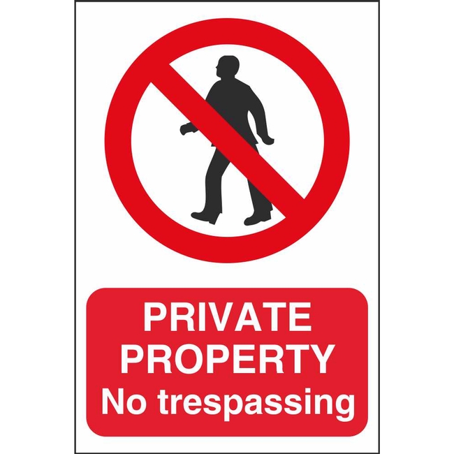 Private Property No Trespassing Prohibitory Sign