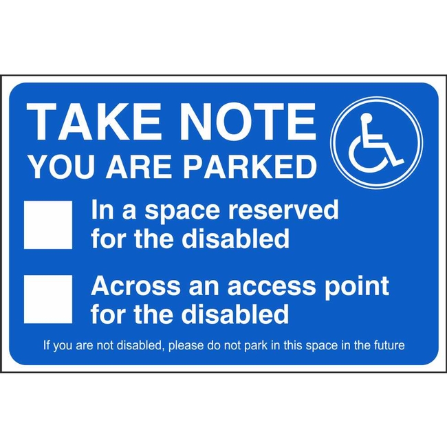 Take Note You Are Parked Parking Offender Adhesives