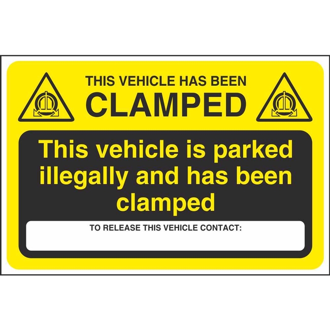 This Vehicle Is Parked Illegally And Has Been Clamped Parking Offender Adhesives