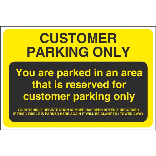 Customer Parking Only Parking Offender Adhesives