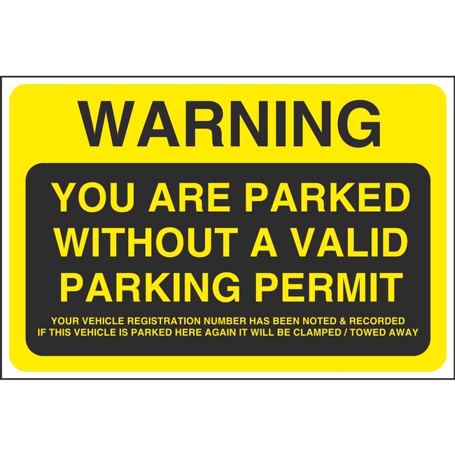 Warning You Are Parked Without A Valid Parking Permit Offender Adhesives