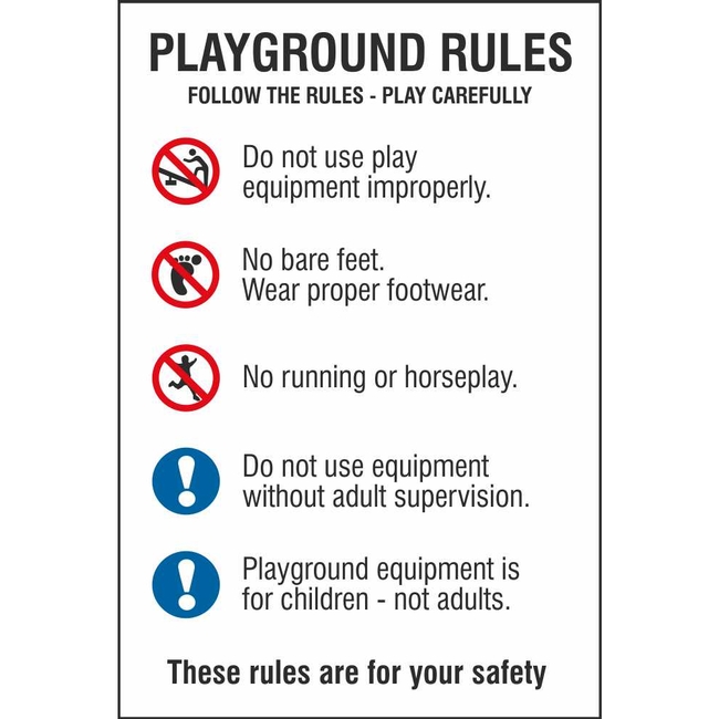 Playground Safety Rules Multi Notice Sign