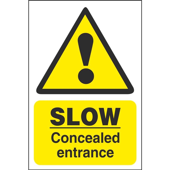 Slow Concealed Entrance Hazard Sign