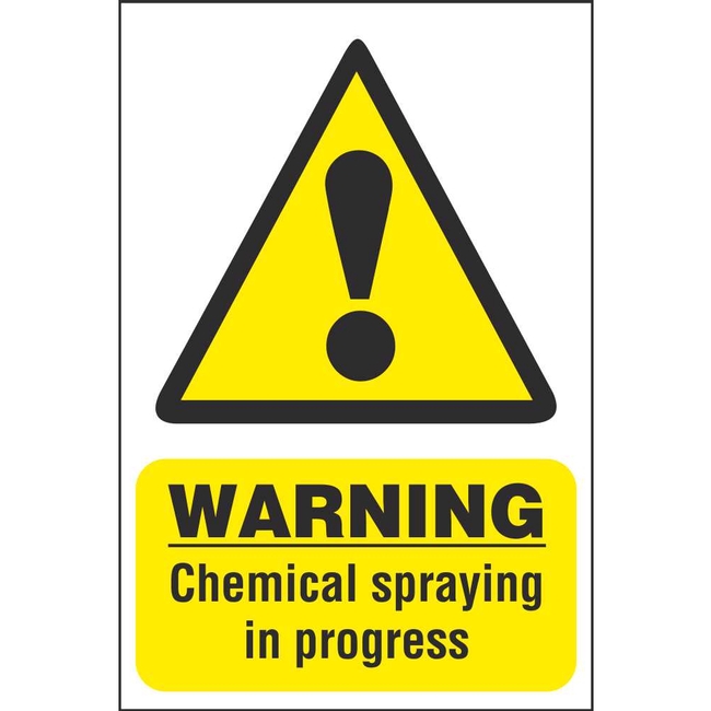 Warning Chemical Spraying In Progress Hazard Sign