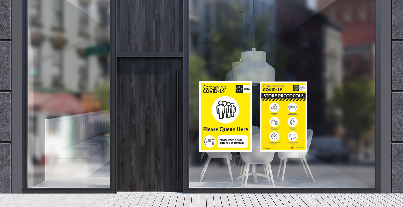 Coronavirus Covid-19 Signage for supermarkets, pharma plants, manufacturing facilities, offices, pharmacies, and any other necessary environment