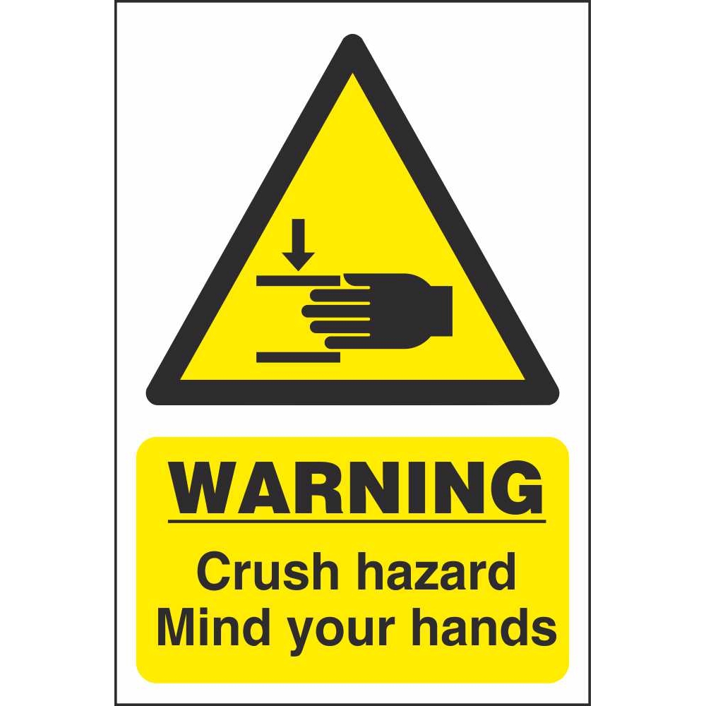Warning Crush Hazard Mind Your Hands Signs Hazard Farm Safety Signs