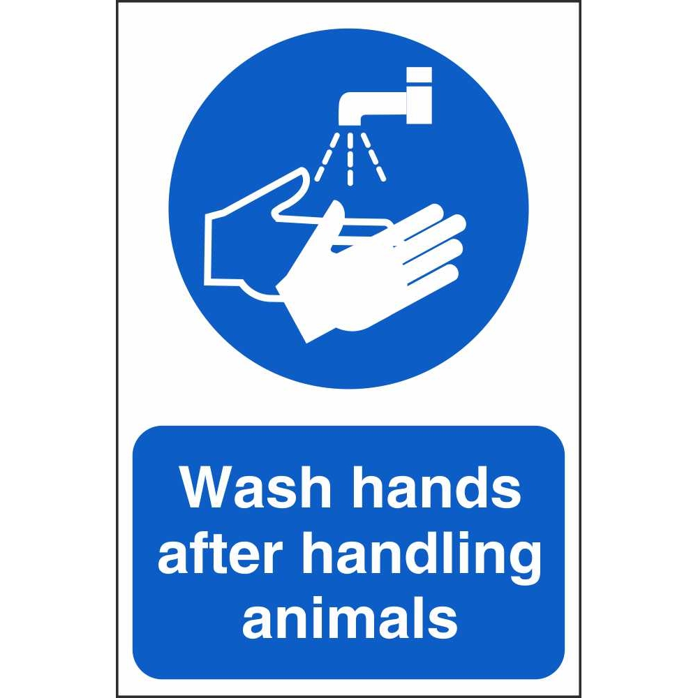 Wash Your Hands After Handling Animals Mandatory Farm Safety Signs