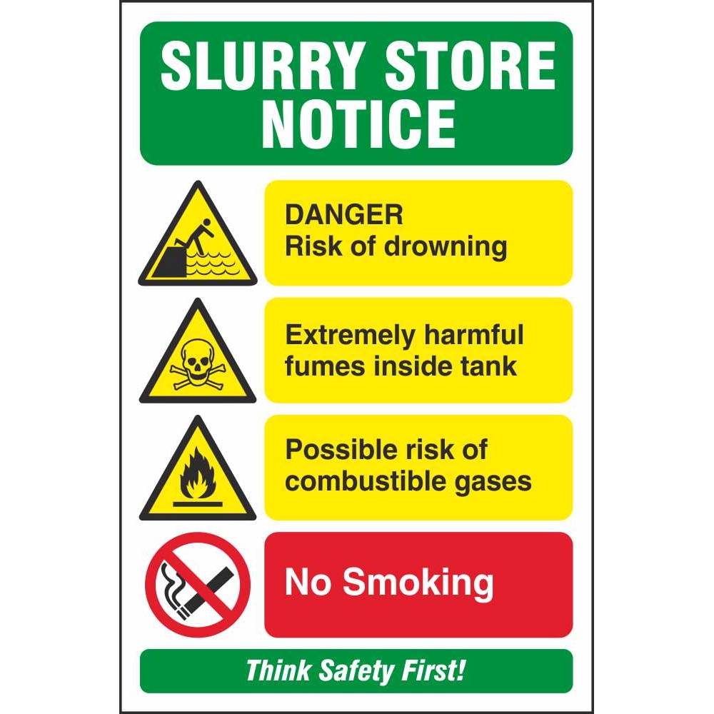 Farm Safety Signage Large Danger Slurry Store Mounted  295mm x 420mm 