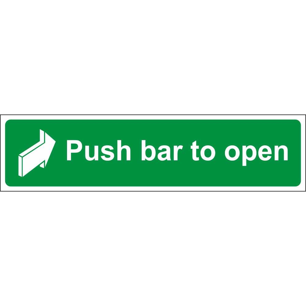 Emergency Fire Door Push Bar To Open Sticker Safety Sign Green 300 x 55mm 