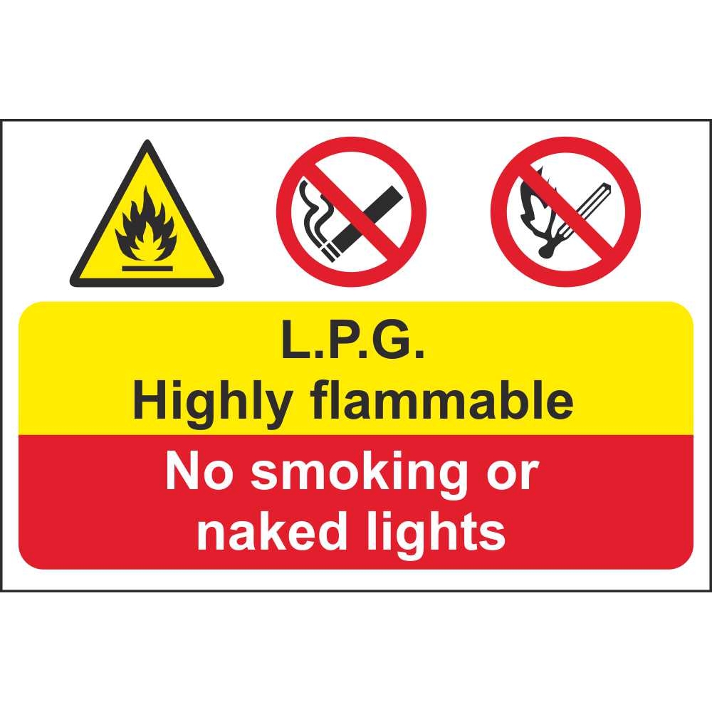 2 X HIGHLY FLAMMABLE LPG NO SMOKING NO NAKED LIGHTS STICKERS SIGNS 