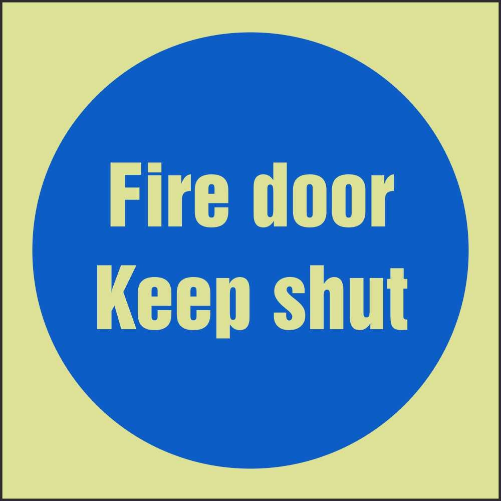 Fire Door Keep Shut 100mm x 100mm Photoluminescent Fire Action Signs