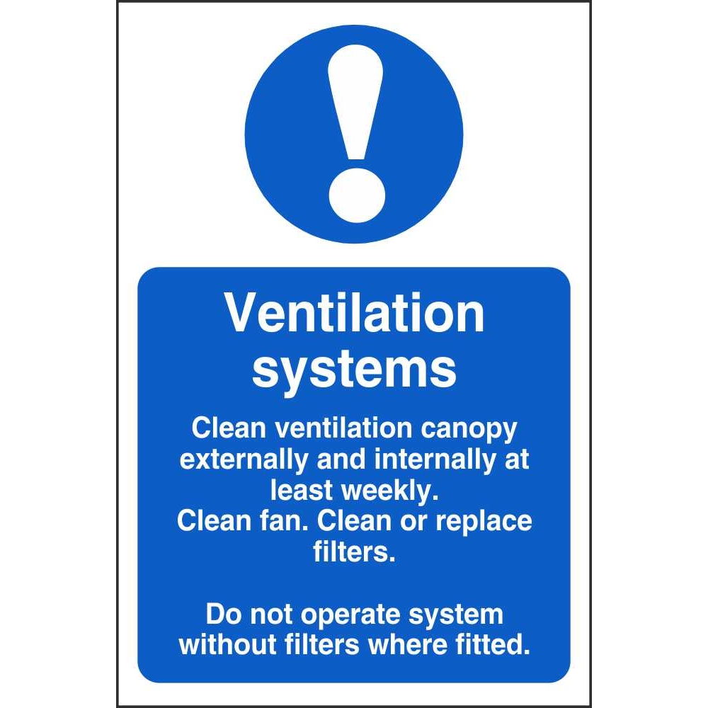 Ventilation Systems Mandatory Signs Food Hygiene Safety Signs