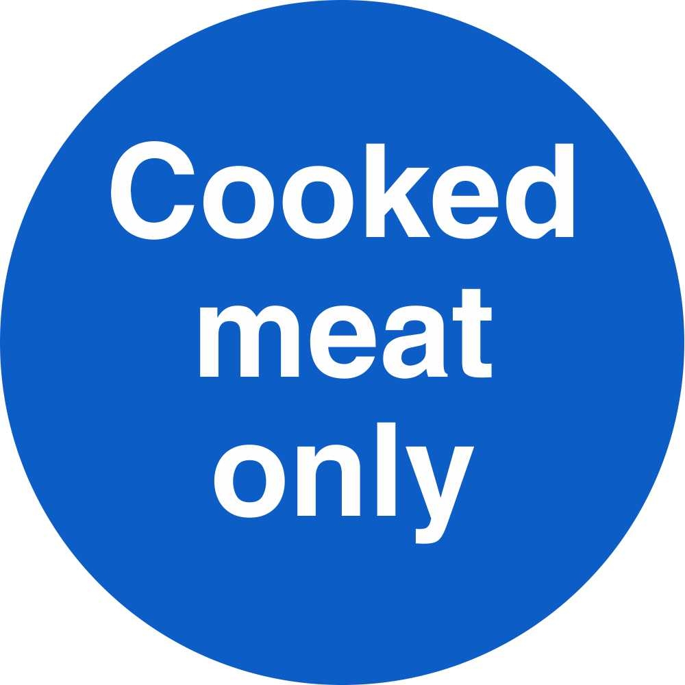 Cooked Meat Only Mandatory Adhesives | Food Hygiene Safety Adhesives