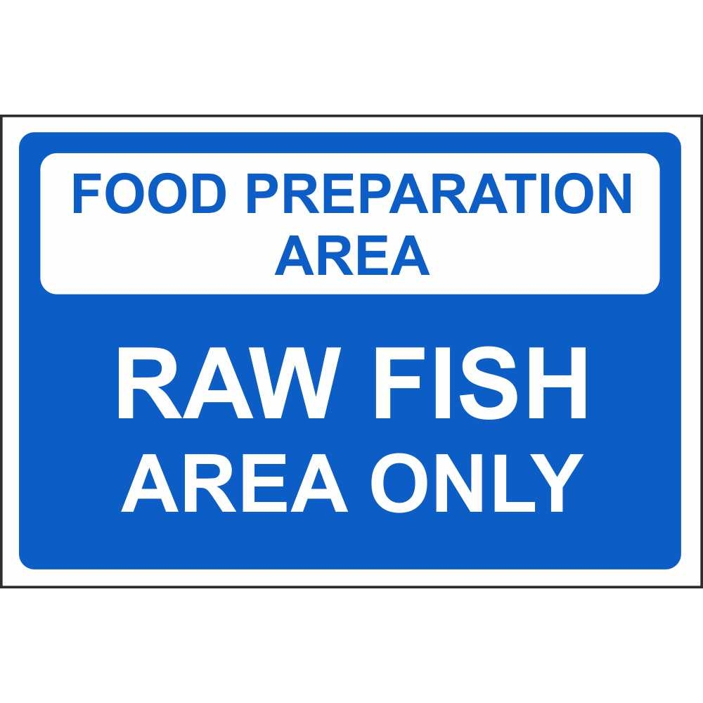 Food Preparation Area Raw Fish Area Colour Coded Food Safety Signs