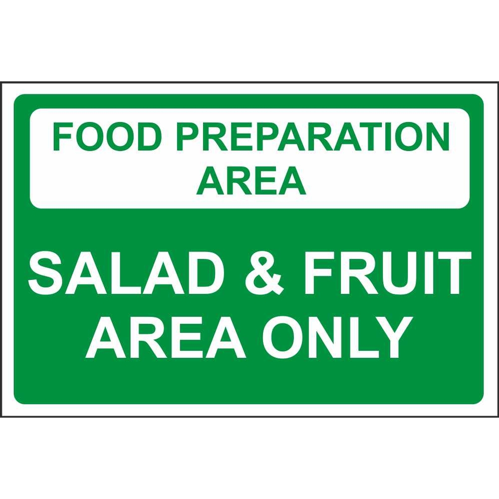 Food Preparation Area Salad & Fruit Area Colour Coded Food Safety Signs