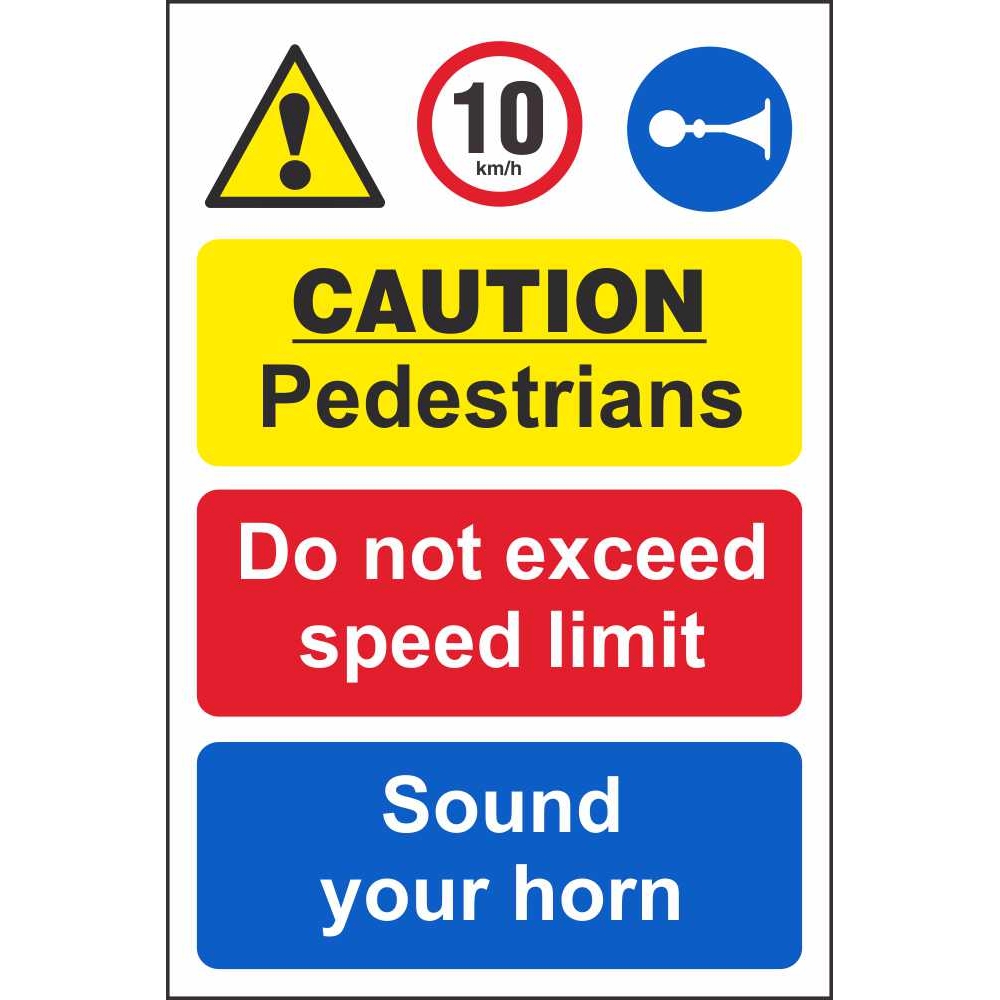Caution pedestrians do not exceed speed limit Safety sign 