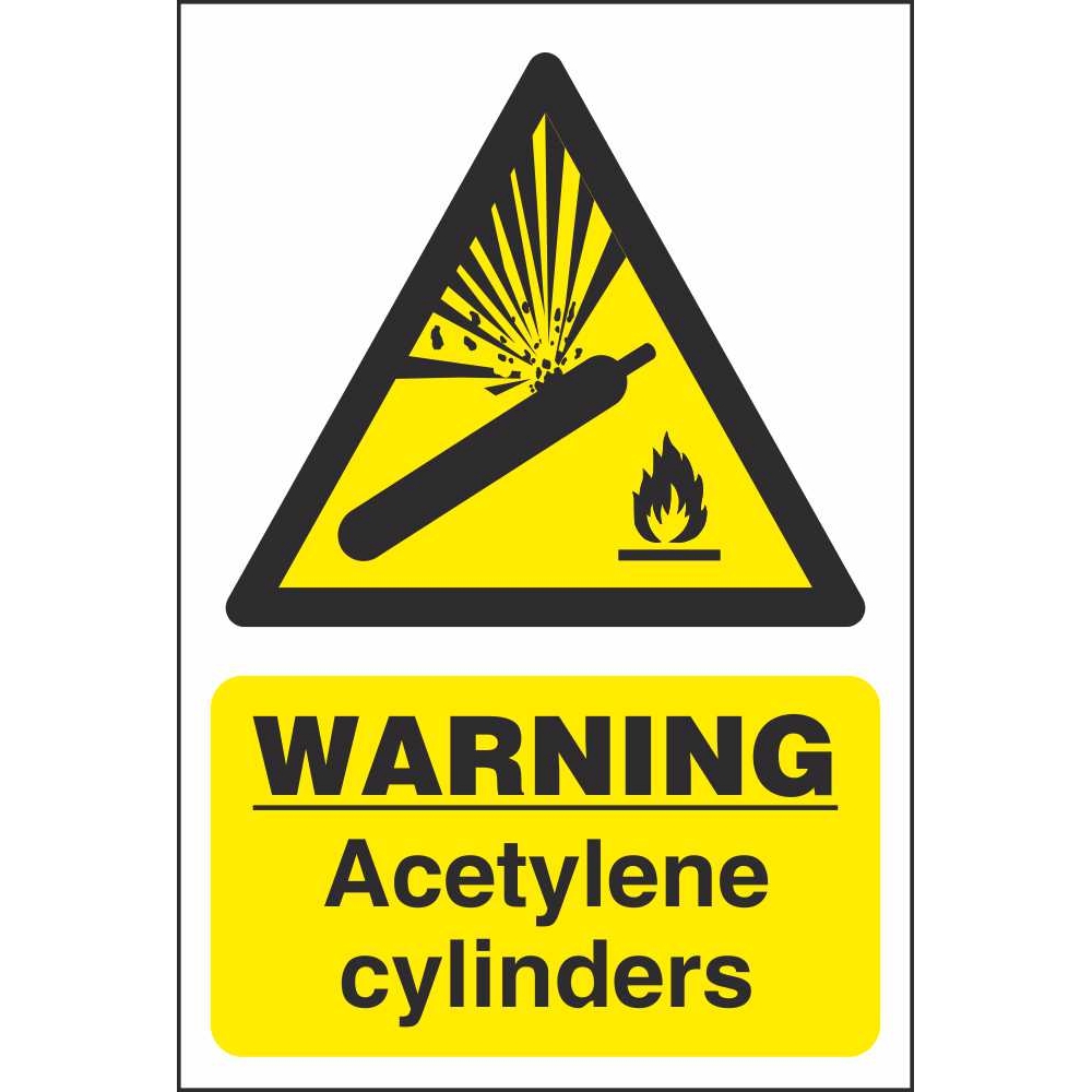 Acetylene Cylinders Warning Chemical Hazards Workplace Safety Signs
