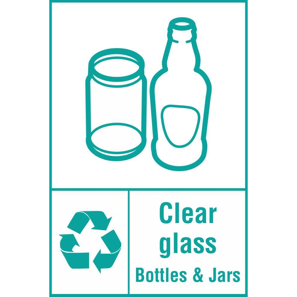 Clear Glass Waste Recycling Signs Environmental Safety Signs