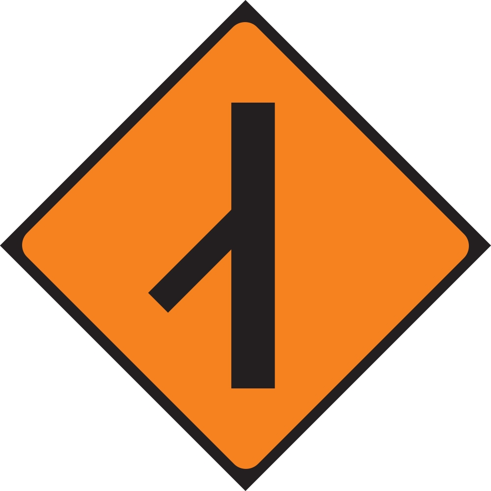 Merging Traffic From Left Roadworks Sign