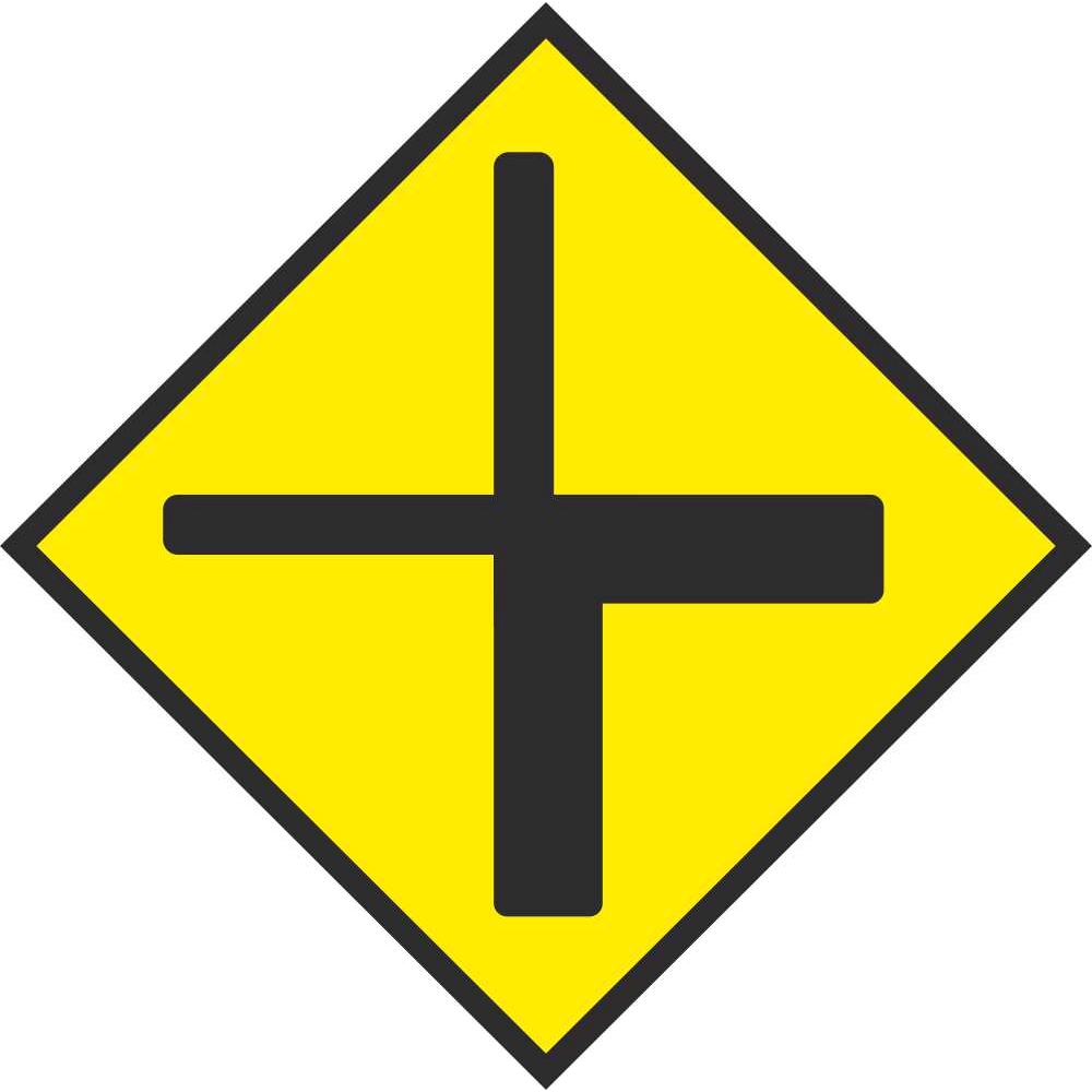 W 006L Crossroads At Sharp Corner Left | Road Warning Signs Ireland