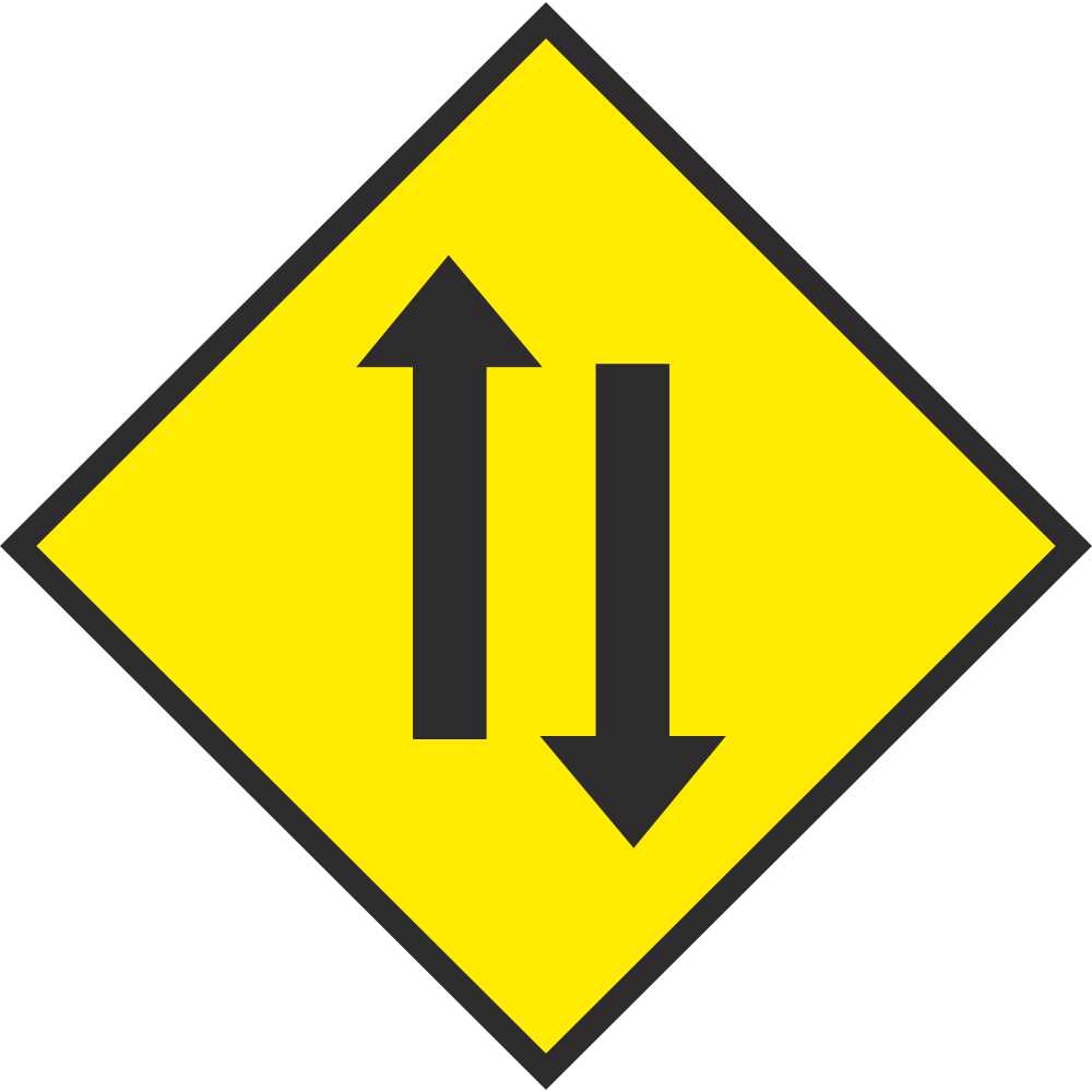 W 080 Two Way Traffic | Road Warning Signs Ireland | PD Signs