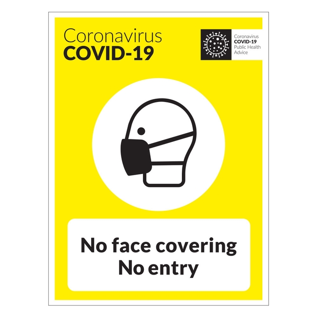 COVID-19 No Face Covering No Entry Sign