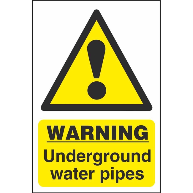 Warning Underground Water Pipes Hazard Construction Safety Signs