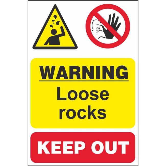 Warning Loose Rocks Keep Out Signs Quarry Safety Signage