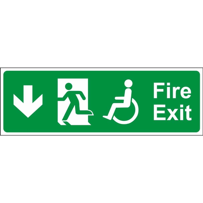 Fire Exit Down Arrow Wheelchair Access Emergency Escape Site Safety Signs