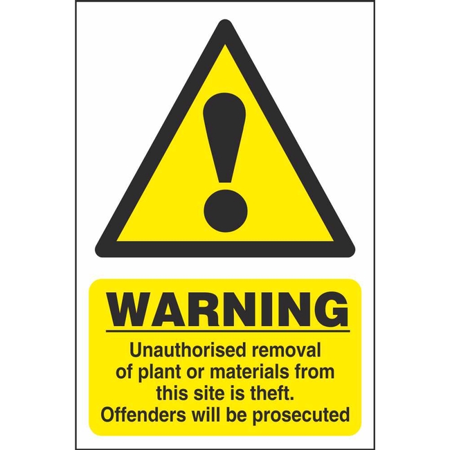 Warning Removal Of Plant From This Site Is Theft Site Security Signs