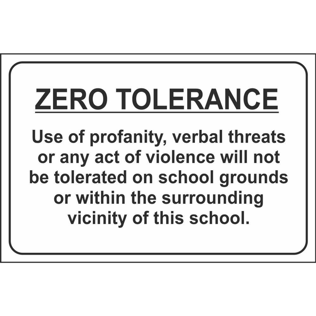 Zero Tolerance School Signs Child Safety Notice Signs Ireland