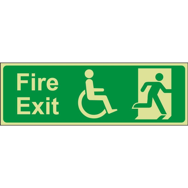 Fire Exit Right Wheelchair Access Emergency Escape Photoluminescent Sign