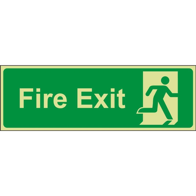 Fire Exit Right Emergency Escape Photoluminescent Sign