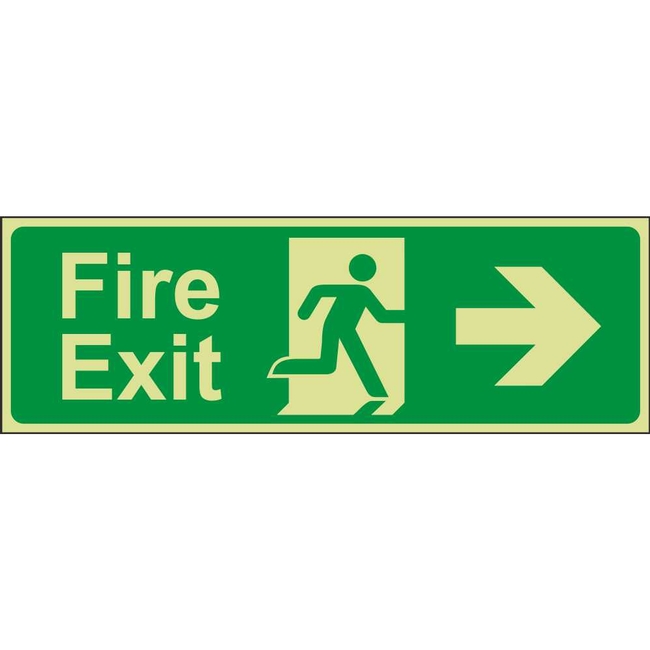 Fire Exit Right (Arrow) Emergency Escape Photoluminescent Sign