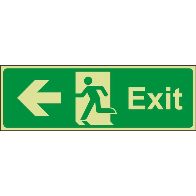 Exit Left (Arrow) Emergency Escape Photoluminescent Sign
