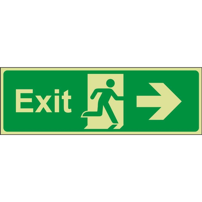 Exit Right (Arrow) Emergency Escape Photoluminescent Sign