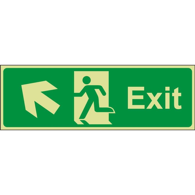 Exit Up Left (Arrow) Emergency Escape Photoluminescent Sign