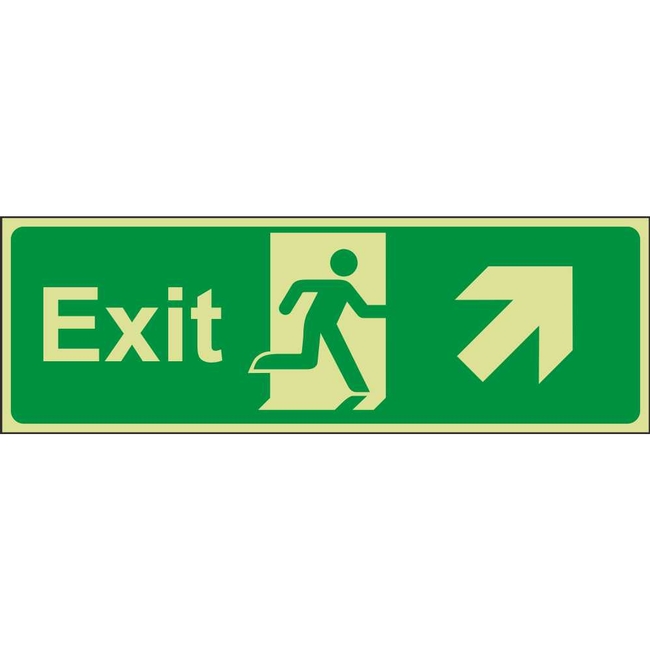 Exit Up Right (Arrow) Emergency Escape Photoluminescent Sign