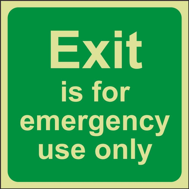 Photoluminescent Exit for emergency use only safety sign 