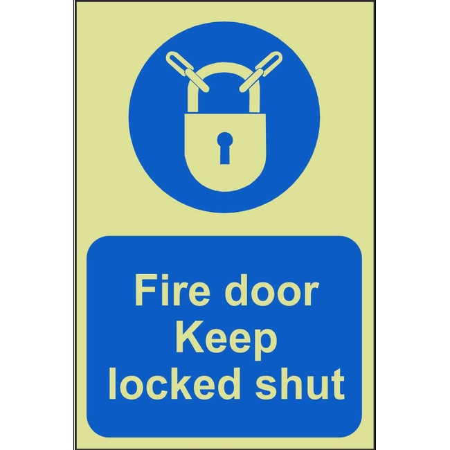Fire Door Keep Locked Shut Signs Photoluminescent Fire Action Signs