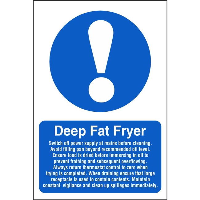 Deep Fat Fryer Mandatory Signs | Food Hygiene Safety Signs Ireland
