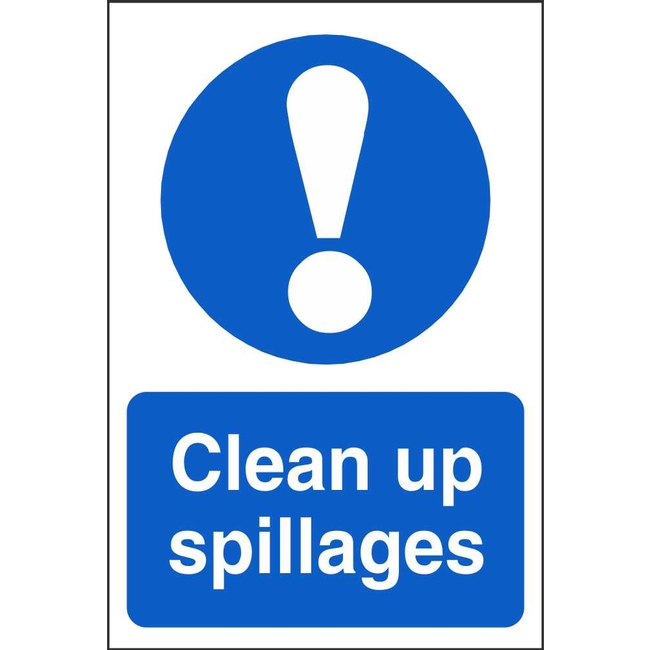 Clean Up Spillages Mandatory Signs | Food Hygiene Safety Signs Ireland