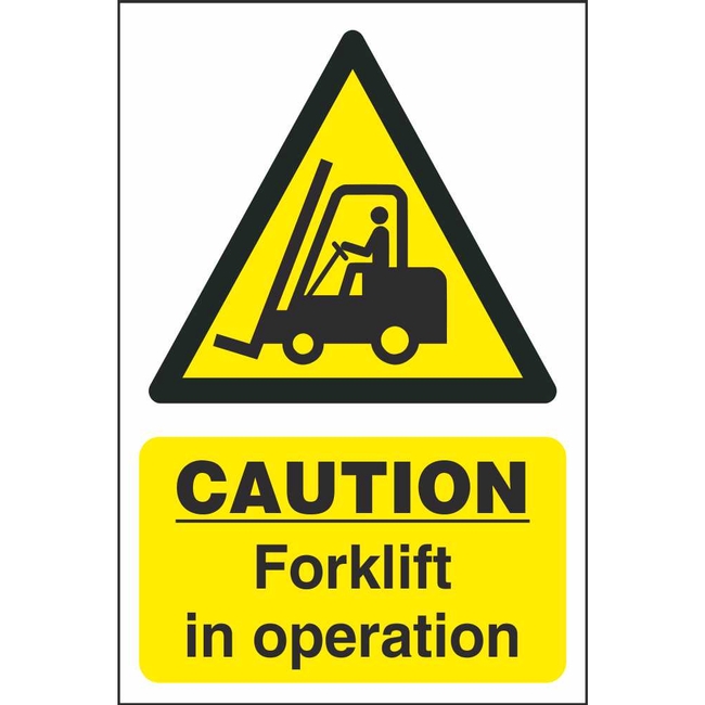 Caution Forklift In Operation Hazard Workplace Safety Signs