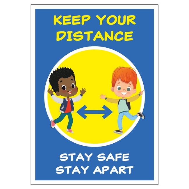 COVID-19 School Keep Your Distance Sign Blue