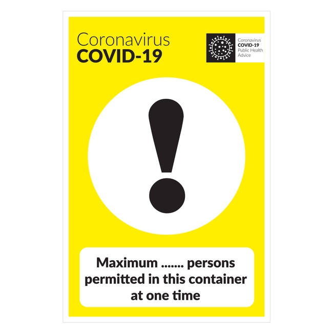 COVID-19 Max Persons Permitted In This Container At One Time