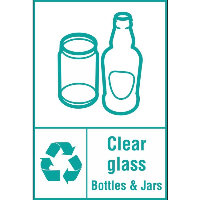 Clear Glass Waste Recycling Signs Environmental Safety Signs