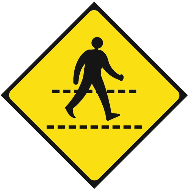 Pedestrian Route Warning Sign