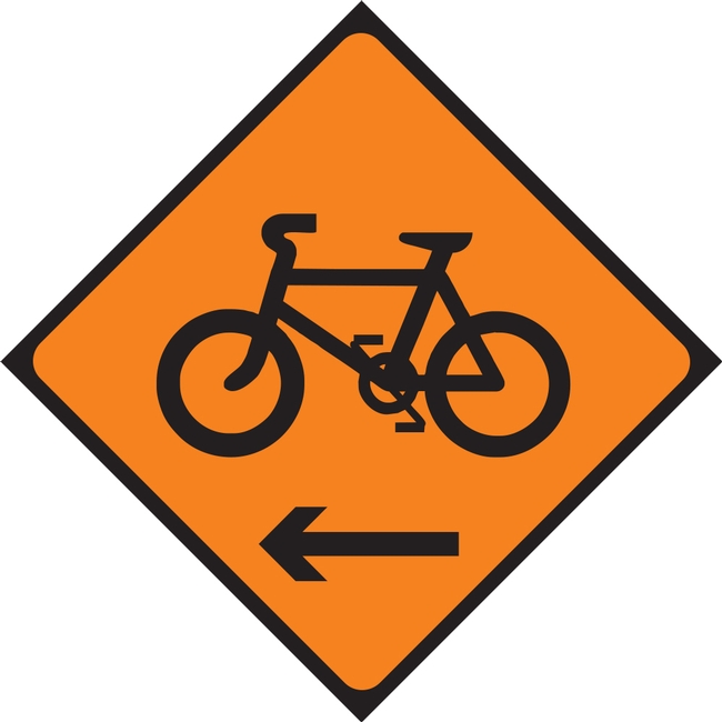 Cyclists Keep Left Roadworks Sign