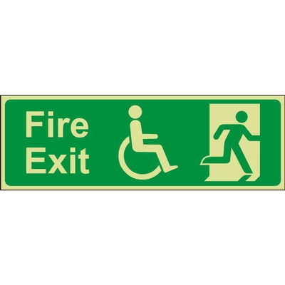 Fire Exit Right Wheelchair Access Emergency Escape Photoluminescent Sign Fire Exit Right Wheelchair Access Emergency Escape Photoluminescent Sign